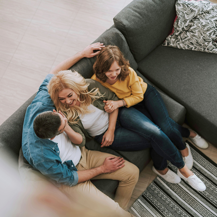 Family enjoying time together at home